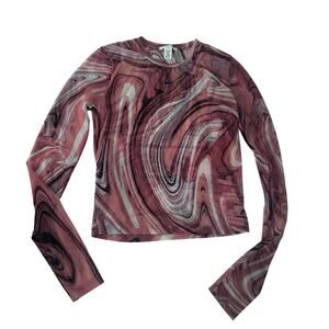 Tilly's Full Tilt Marble Swirl Sheer Top - Size Medium